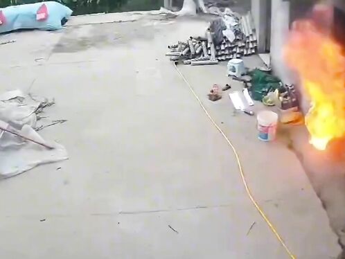 Man engulfed in flames