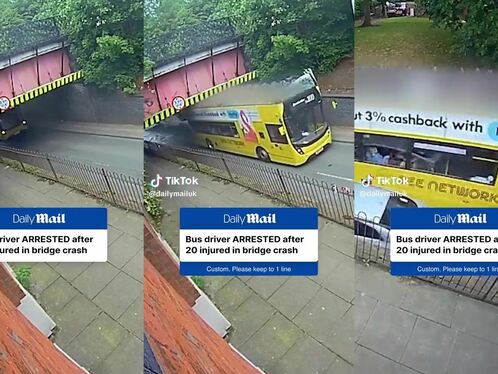 Bus crashes into bridge, injuring 20