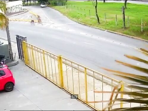 Car crashes through a fence after losing control