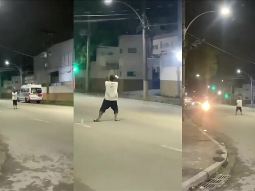 Man stops traffic to take a midnight stroll