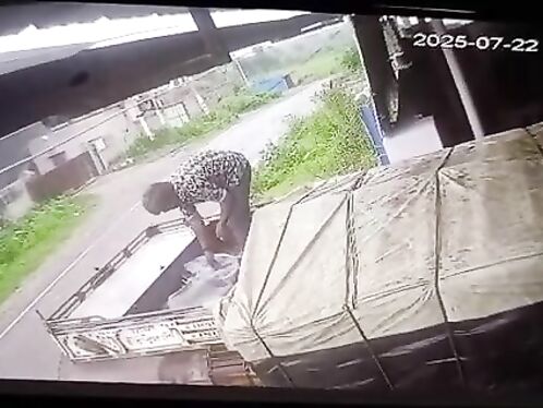Truck driver killed adjusting tarpaulin