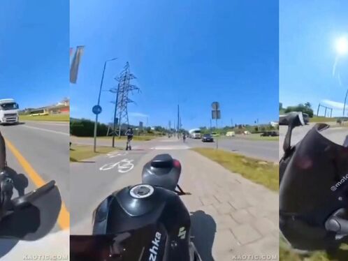Motorcycle rider swerves and crashes on the street