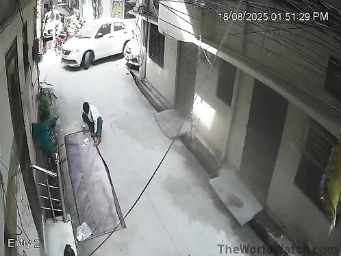 Driver fails to notice people on sidewalk and crashes