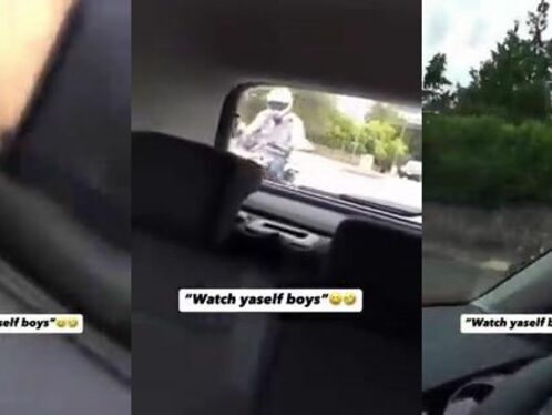 Scooter rider swerves into car in near miss crash