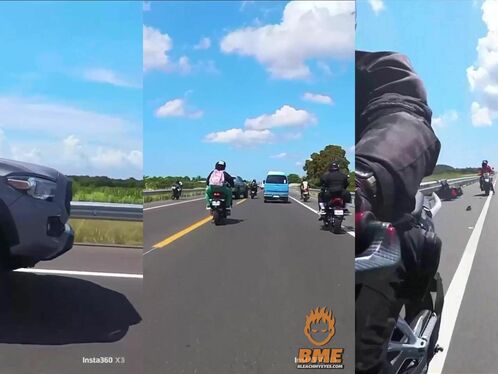 Rider swerves to avoid dead animal on highway
