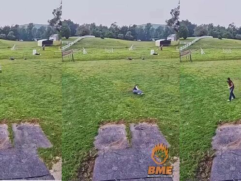 Man falls flat on his face while playing golf