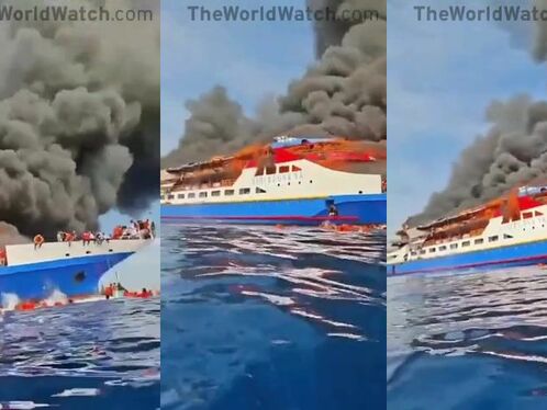 Ferry catches fire with 280 onboard