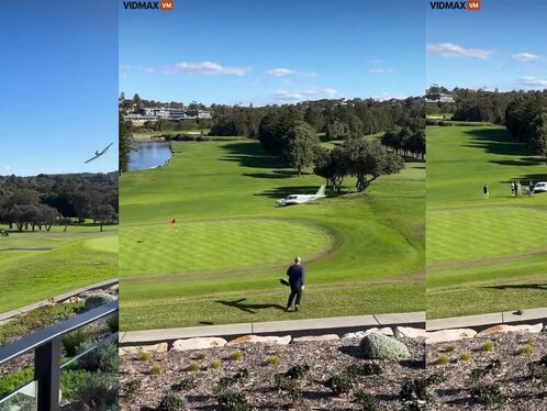Plane crash lands on golf course