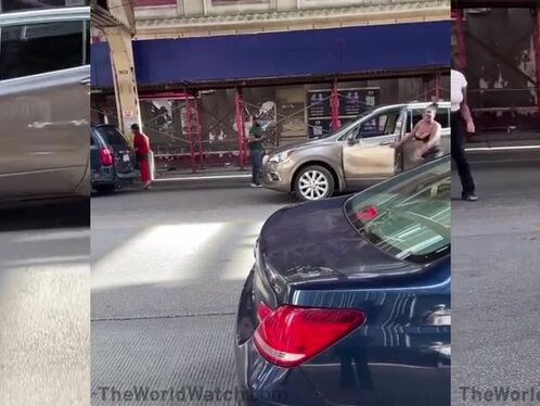 Girl in shorts gets into altercation in the street