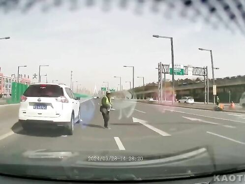 Car flips over while trying to avoid collision on highway